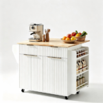 (Do Not Sale on Amazon) 4-Door 2-Drawer Grille Food Cart Champagne Gold Thermoformed Door Panels Bakelite Handles Bakelite Countertop MDF Cabinets and Serving Sideboard 43.07*29.17*32.68in White - Image 5