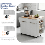 (Do Not Sale on Amazon) 4-Door 2-Drawer Grille Food Cart Champagne Gold Thermoformed Door Panels Bakelite Handles Bakelite Countertop MDF Cabinets and Serving Sideboard 43.07*29.17*32.68in White - Image 8