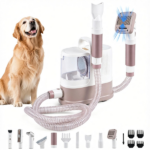 9 in 1 Pet Grooming Vacuum Kit with Hair Dryer, 600W 17kPa Suction 3 Adjustable Suction Modes 40-65°C Temperature Control Low Noise Dog Cat Hair Trimmer Deshedding Brush with 1.3L Washable HEPA Dust Cup White - Image 2