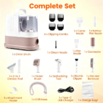9 in 1 Pet Grooming Vacuum Kit with Hair Dryer, 600W 17kPa Suction 3 Adjustable Suction Modes 40-65°C Temperature Control Low Noise Dog Cat Hair Trimmer Deshedding Brush with 1.3L Washable HEPA Dust Cup White - Image 6