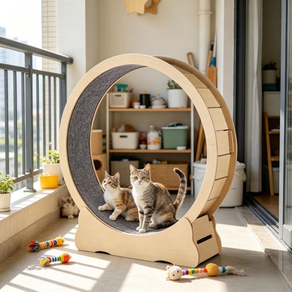 Wooden Cat Exercise Wheel