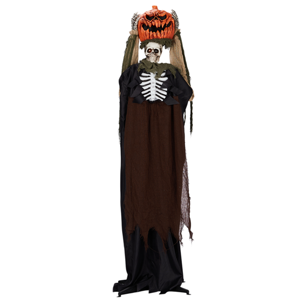 Replace 17741135 5.6ft Halloween Decorations Outdoor Life Size Animatronics Ghost with Pumpkin Head, Sound-Actived Party Decor with Creepy Sound , Scary Haunted House Props for Garden Yard Lawn