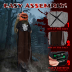Replace 17741135 5.6ft Halloween Decorations Outdoor Life Size Animatronics Ghost with Pumpkin Head, Sound-Actived Party Decor with Creepy Sound , Scary Haunted House Props for Garden Yard Lawn - Image 6