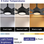 52 inch Ceiling Fans with Lights, Large Air Volume Ceiling Fans with Reversible Quiet DC Motor and Remote, 5D-W5, 5X-W5[Unable ship on weekends, TK/TEMU only for pickup, only TX10643 warehouse supports GOFO] - Image 5