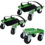 Snowmobile Dolly Heavy Duty Carries up to 1500lbs V-Slide with 2.5" Swivel Casters Rubber Pad Protecting Skis and 2 Pairs of Heavy Duty Straps Firmly Attaching on Skis, GREEN COLOR - Image 2