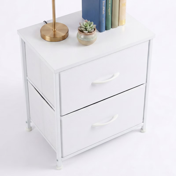 62453542_1 2/4-Drawer Dresser with Metal Frame & Wood Top, Fabric Storage Organizer, White - Image 1