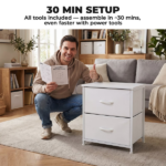 2/4-Drawer Dresser with Metal Frame & Wood Top, Fabric Storage Organizer, White - Image 7