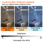 52 Inch Ceiling Fans with Lights Led Remote Control Low Profile Flush Mount for Living Room Bedroom Outdoor Patio,DC Motor,Reversible,Dimmable,Buzzer ON/Off, 3D-I3[Unable ship on weekends, TK/TEMU only for pickup, only TX10643 warehouse supports GOFO] - Image 6