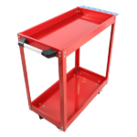 Tool Cart on Wheels, Heavy Duty Steel Utility Cart w/Lockable Wheels, 400 LBS Capacity Industrial Service Cart for Garage, Warehouse, Workshop (Two-layer Bright Red) - Image 8