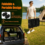 Foldable Outdoor Grill Prep Table with Stainless Steel Tabletop, Galvanized Steel Frame Multi Detachable Storage Shelves Spice Rack Paper Towel Holder Trash Bag Hook Portable Camping BBQ Station Black Silver - Image 7