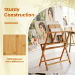 Natural Bamboo Art Storage Rack, Heavy-Duty Canvas Print Display Stand Holds Artwork Up to 34"x19", 22LBS Capacity Art Organizer for Studio Gallery Classroom - Image 7