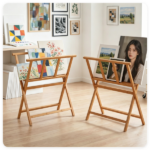 Natural Bamboo Art Storage Rack, Heavy-Duty Canvas Print Display Stand Holds Artwork Up to 34"x19", 22LBS Capacity Art Organizer for Studio Gallery Classroom - Image 8
