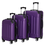 3-in-1 Luggage Set with Handle and Swivel Wheels 4-Corner ABS Trolley Case Aluminum Alloy Trolley Suitcase 20in 24in 28in Dark Purple - Image 2