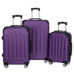 3-in-1 Luggage Set with Handle and Swivel Wheels 4-Corner ABS Trolley Case Aluminum Alloy Trolley Suitcase 20in 24in 28in Dark Purple - Image 4