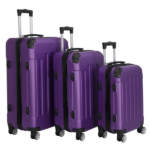 3-in-1 Luggage Set with Handle and Swivel Wheels 4-Corner ABS Trolley Case Aluminum Alloy Trolley Suitcase 20in 24in 28in Dark Purple - Image 5