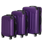 3-in-1 Luggage Set with Handle and Swivel Wheels 4-Corner ABS Trolley Case Aluminum Alloy Trolley Suitcase 20in 24in 28in Dark Purple - Image 6