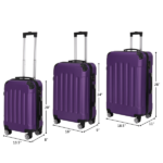 3-in-1 Luggage Set with Handle and Swivel Wheels 4-Corner ABS Trolley Case Aluminum Alloy Trolley Suitcase 20in 24in 28in Dark Purple - Image 7