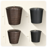 2-Piece PP Rattan Planter Set, 15” & 12” Tapered Square Flower Pots with Built-in Inner Pots & Drainage Holes for Indoor Outdoor Patio Garden - Image 5