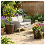 2-Piece PP Rattan Planter Set, 15” & 12” Tapered Square Flower Pots with Built-in Inner Pots & Drainage Holes for Indoor Outdoor Patio Garden - Image 8
