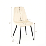 Set of 4 Mid-Century Modern Upholstered Dining Chairs, High Resilience Sponge Curved Seat Sturdy Metal Frame X-Brace Reinforcement Adjustable Floor Pads 330 LBS Capacity Kitchen Side Chairs - Beige - Image 3