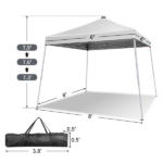 8x8 FT Slant Leg Foldable Canopy Shelter Tent with 4 Solar Color Meteor Shower LED String Lights, 210D Oxford Cloth, White Powder Coated Iron Frame, Storage Carry Bag Included, White - Image 2