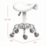 White PU Leather Saddle Rolling Stool – Adjustable Height with Wheels for Massage, Spa, Beauty Tattoo - Image 4