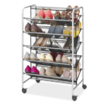30-Pair 5-Tier Metal Mesh Shoe Rack Organizer, Black - Image 7