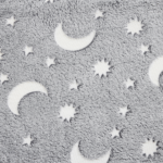 Glow-in-the-Dark Kids Foldable Sofa Bed All-Sponge Single Chaise Lounge Light Grey Star & Moon Flannel - Image 6