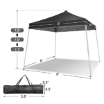 8x8 FT Slant Leg Foldable Canopy Shelter Tent with 4 Solar Color Meteor Shower LED String Lights, 210D Oxford Cloth, White Powder Coated Iron Frame, Storage Carry Bag Included, Dark Gray - Image 2