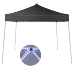 8x8 FT Slant Leg Foldable Canopy Shelter Tent with 4 Solar Color Meteor Shower LED String Lights, 210D Oxford Cloth, White Powder Coated Iron Frame, Storage Carry Bag Included, Dark Gray - Image 3