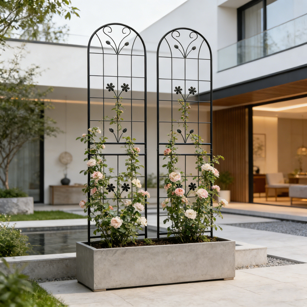2 Pack Metal Garden Trellis 86.7" x 19.7" Rustproof Trellis for Climbing Plants Outdoor Flower Support Black