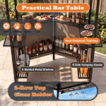 6' x 5.5' Outdoor BBQ Grill Shelter Gazebo, Waterproof Fabric Canopy with 2-Tier Roof, 6 Hanging Hooks & Glass Holder, Stable Steel Frame for Backyard Grilling - Image 6