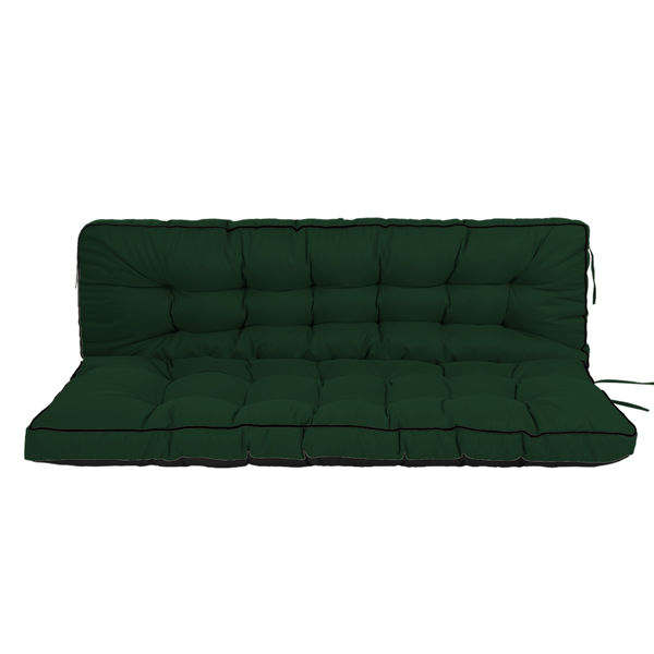 Outdoor Swing Cushions 55 Inch, Waterproof 4" Thick Porch Swing Cushion Replacement with Backrest and Ties, Comfortable 2-3 Seat Pation Swing Pad for Backyard, Garden, Lawn, Outdoor Furniture dark green