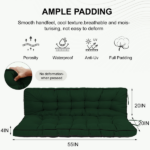 Outdoor Swing Cushions 55 Inch, Waterproof 4" Thick Porch Swing Cushion Replacement with Backrest and Ties, Comfortable 2-3 Seat Pation Swing Pad for Backyard, Garden, Lawn, Outdoor Furniture dark green - Image 4