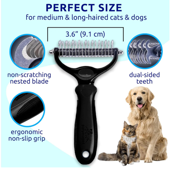 69526946_1 Black pet hair removal dog brush for hair removal - indoor cats use cat brush, long and short haired dogs use double-sided cat brush for hair removal and beauty tools, skin friendly - Image 1