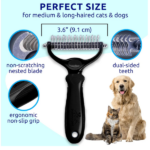 Black pet hair removal dog brush for hair removal - indoor cats use cat brush, long and short haired dogs use double-sided cat brush for hair removal and beauty tools, skin friendly - Image 2