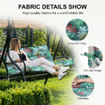Outdoor Swing Cushions 70 Inch, Waterproof 4" Thick Porch Swing Cushion Replacement with Backrest and Ties, Comfortable 2-3 Seat Pation Swing Pad for Backyard, Garden, Lawn, Outdoor Furniture flower - Image 3