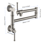 Wall mounted Pot Filler Faucet, Modern Brass Pot Filler Two-Attachment Wall Mount Folding Kitchen Pot Filler Swing Arm - Image 3