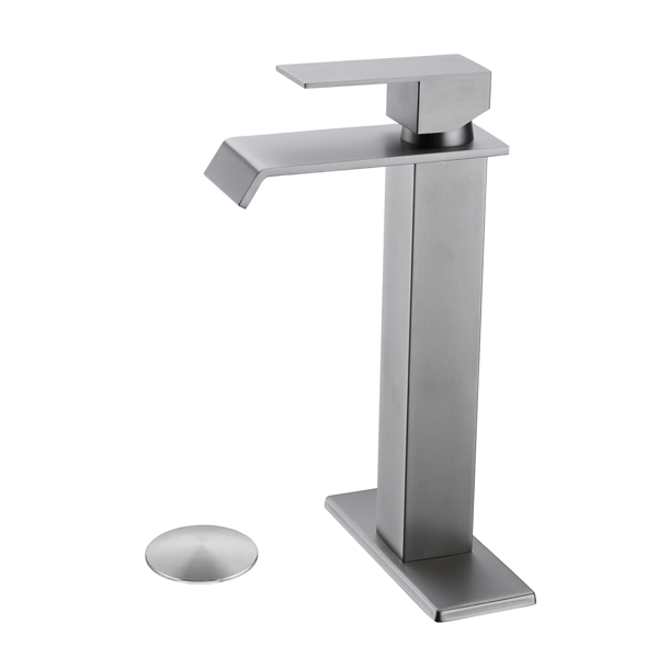 69658292_1 Waterfall Spout Bathroom Sink Single Handle Faucet with Pop-Up Drain (No Overflow) - Image 1