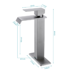 Waterfall Spout Bathroom Sink Single Handle Faucet with Pop-Up Drain (No Overflow) - Image 5