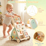 Multifunctional Toddler Learning Walking Toy with Shape Sorter Bead Maze Gear Mirror Counting Beads, Anti-Slip Wheels Rounded Corners Educational Push Along Walker Gift for Baby Shower Birthday - Image 4