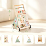 Multifunctional Toddler Learning Walking Toy with Shape Sorter Bead Maze Gear Mirror Counting Beads, Anti-Slip Wheels Rounded Corners Educational Push Along Walker Gift for Baby Shower Birthday - Image 5