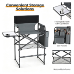 26" Tall Director Chair, 350LBS Heavy-Duty Folding Makeup Artist Chair with Side Table & Storage Pockets, 600D Oxford Portable Chair for Events - Image 3