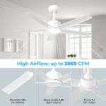44 inch Ceiling Fans with Lights, Large Air Volume Ceiling Fans with Reversible Quiet DC Motor and Remote, 5D-W5[Unable ship on weekends, TK/TEMU only for pickup, only TX10643 warehouse supports GOFO] - Image 6