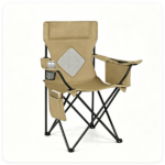 Folding Camping Chair, Heavy-Duty Metal Frame Portable Outdoor Chair with Cup Holder, Insulated Cooler Bag & Side Pocket for Camping Fishing Beach - Image 6
