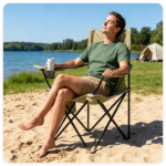 Folding Camping Chair, Heavy-Duty Metal Frame Portable Outdoor Chair with Cup Holder, Insulated Cooler Bag & Side Pocket for Camping Fishing Beach - Image 7