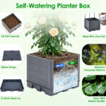 4 Adjustable Height Self-Watering Raised Planter Box with Trellis, Built-in 2L Water Reservoir PP Climbing Plant Container with Plant Clips & Garden Ties for Tomato Cucumber Vine - Image 5