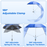 Folding Camping Chair with Detachable 8-Rib Sun Umbrella, 42.13 Inch Canopy Aluminum Alloy Portable Lawn Chair Supports 330LBS with Cup Holder - Image 7