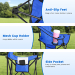 Folding Camping Chair with Detachable 8-Rib Sun Umbrella, 42.13 Inch Canopy Aluminum Alloy Portable Lawn Chair Supports 330LBS with Cup Holder - Image 8