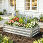 4' x 2' x 1' Galvanized Raised Garden Bed – for Patio Herb Gardening, Sturdy Metal Planter Box